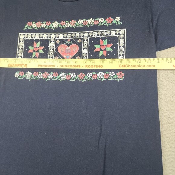 Vintage Cottage Core Shirt Large Hearts Flowers Needlework 90's Jerzees USA Made - Picture 5 of 10